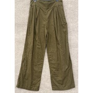 Abercrombie & Fitch Linen Blend Ultra Wide Leg Pants Olive Green Medium EUC Boho